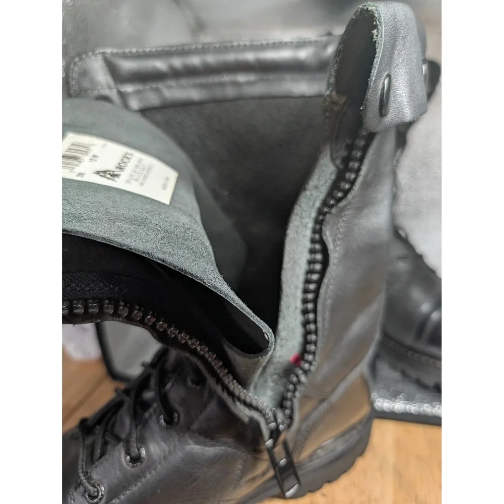 Rocky 2090 Mens Black Leather Paratrooper Side Zip Combat Boots 12 W Wide
